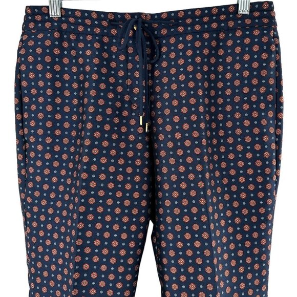 J Crew Blue & Orange Foulard Twill Drawstring Waist Dress Pants Size 2 - Picture 4 of 7